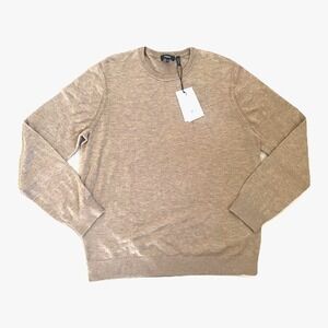 NWT Theory Mens XL Praline Harman Riland Wool Blend Crewneck Sweater New Tan
